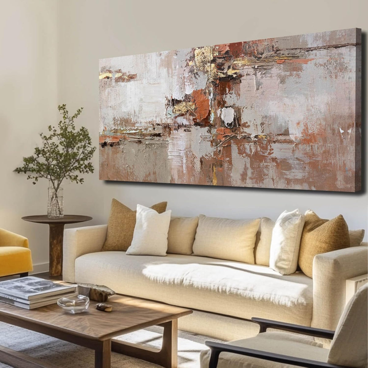 MLART99 Modern Colorful Artwork Abstract Wall Decor for Living Room 24"x48" Large Wall Art Minimalist Pictures Neutral Poster for Bedroom living room Kicten Decorative