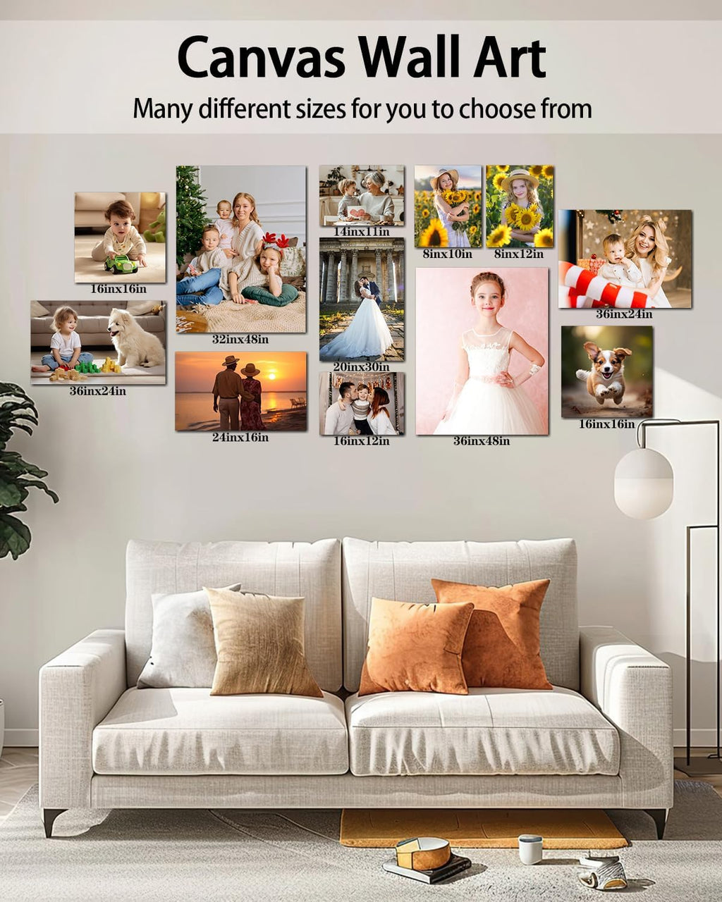 AbcCustomize Canvas Prints with Your Photos, Custom Canvas for Living Room and Bedroom Decor, Personalized gifts for Friends Lover and Family, Canvas Wall Art for Gifts & Keepsakes, Ready to Hang