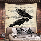 The Raven Wall Tapestry Nevermore Wall Decor Vintage Edgar Allan Poe Gothic Rustic Home Room Wall Hanging Tapestries 84x90 Inches for Living Room Bedroom Dorm GTQQAY1541