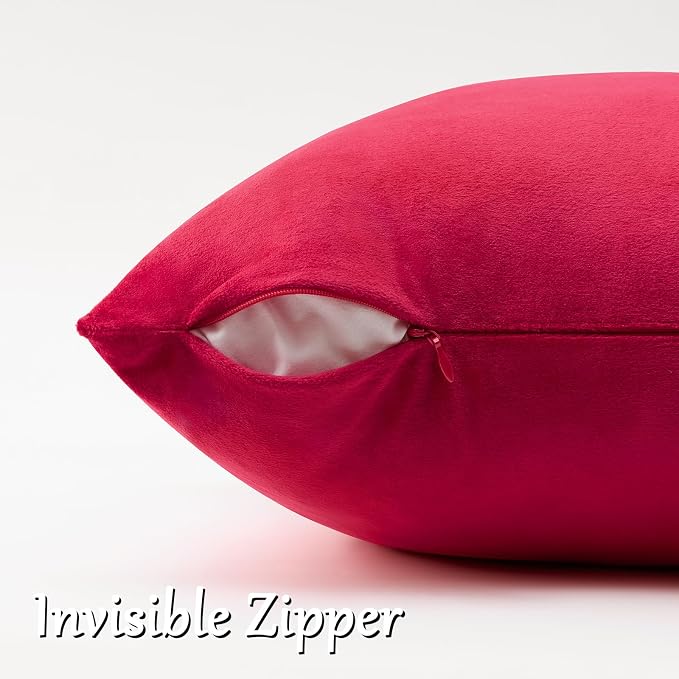 GIGIZAZA Red Velvet Pillow Covers 20x20 Decorative Pillows Pack of 2 | Throw - Image 4