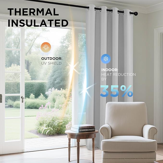 Joydeco White Curtains 120 Inches Long 2 Panels Set, Thermal Insulated Long - Image 5
