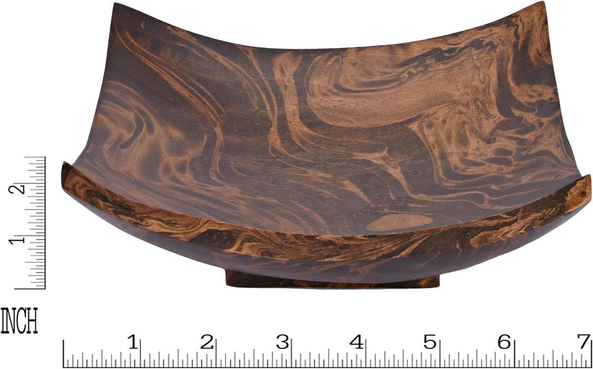 AeraVida Square-Shaped Mango Tree Wood with Dark Stain Serving Dish or Fruit Bowl | Wood Decor Bowl