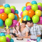 Tropical Balloons 12 Inch Summer Hawaiian Hot Pink Orange Teal Yellow Green Colorful Latex Party Balloon Multicolor for Luau Pool Aloha Beach Birthday Baby Shower Wedding Party Decoration