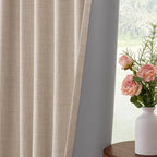 100% Blackout Curtains for Bedroom Oatmeal Linen Look Curtains 90 Inch Long | - Image 6
