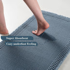 RESARE Waffle Bath Mat for Bathroom, Non Slip Bathroom Rugs 24"x36" Blue | - Image 3