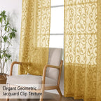 Furman Semi Sheer Curtains 72 Inch Length 2 Panels Set, Jacquard Pattern Rod - Image 5