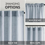 MIULEE Chambray Blue Linen Curtains 52x63 Inch Long - Image 3