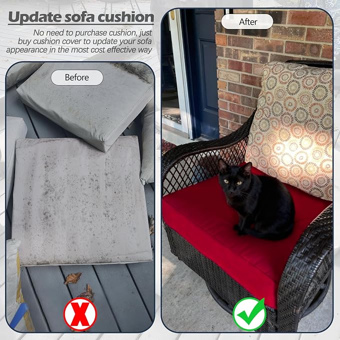 Sqodok Patio Cushion Cover 21x19 inch, Outdoor Seat Cushion Slip Cover - Image 8
