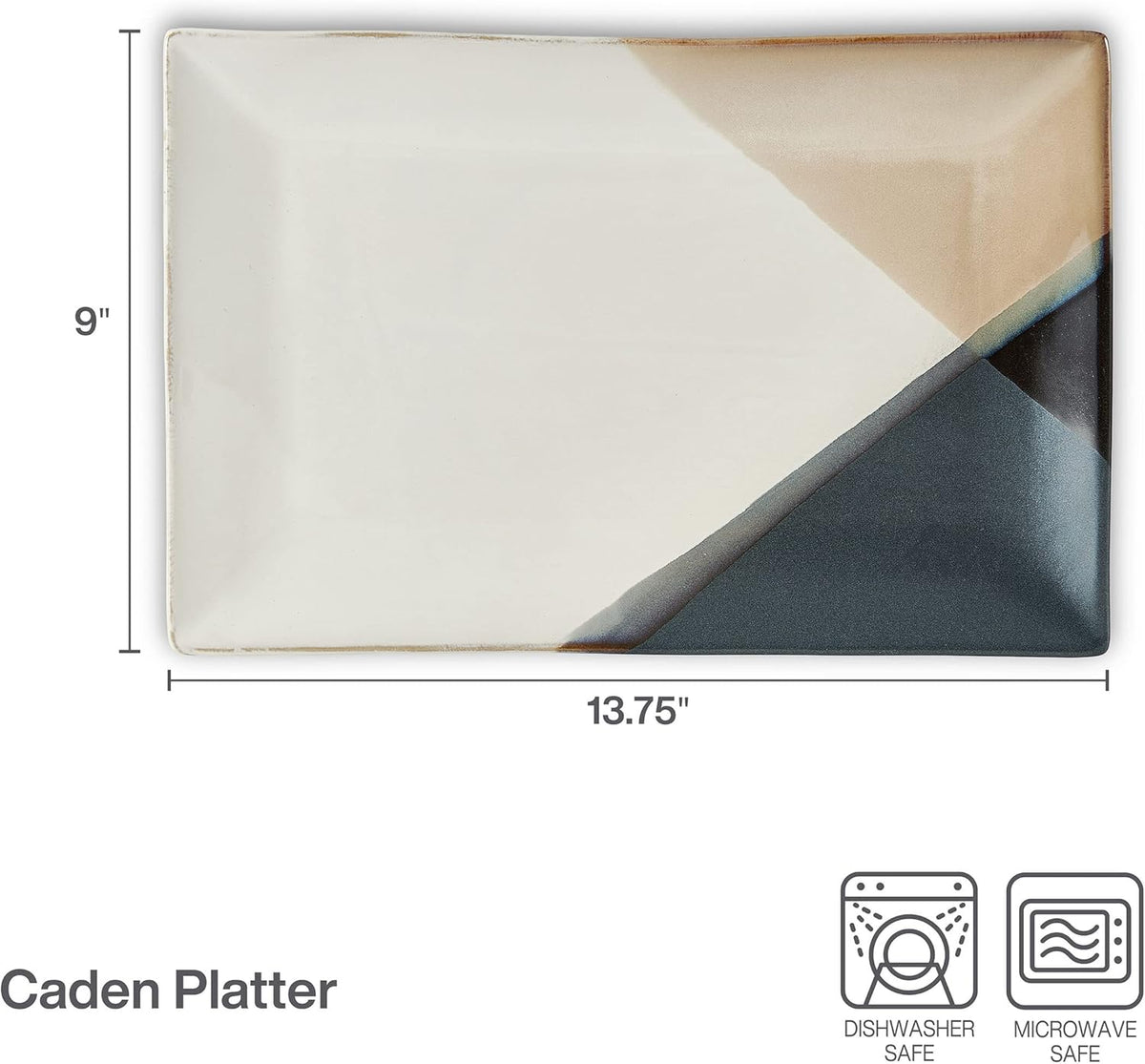 Gourmet Basics by Mikasa Caden Rectangular Serving Platter, 13.75 Inch, Multicolored