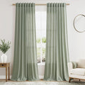 Desert Sage Linen Curtains 90 Inch Long 2 Panels Set by Nanspring