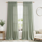Desert Sage Linen Curtains 90 Inch Long 2 Panels Set by Nanspring