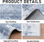 8x10 Area Rugs for Living Room: Washable Abstract Blue White Badroom Carpet | - Image 5