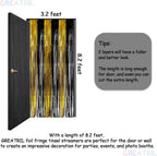 Black and Gold Party Streamers Decoration - GREATRIL Foil Fringe Backdrop for 2025 NYE/Anniversary/Farewell/Cocktail/Prom/EID/Birthdays - 3.2ft X 8.2ft - 2 Packs