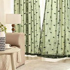 MIULEE Olive Green Sheer Curtains 2 Panels Leaf Patterned, W52 x L63 | - Image 3