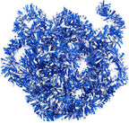Anderson's Blue & Silver Metallic Tinsel Twist for Trailer Or Golf Cart, 4 inches Wide x 25 ft Long, Christmas, Birthday, Patriotic, Graduation and Holiday Garland Decor for Parties and Parades