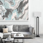 GLOBE Electric 67046 58" Floor Lamp, Matte Black Finish, White Linen Rectangular Shade, Modern Geometric Cutout Design, E26 Base