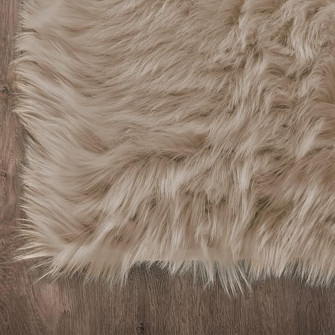 Latepis Light Brown Beige 5X6.7 Faux Fur Rug Fluffy Fuzzy Throw Rugs Washable - Image 5