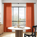 Bright Orange Linen Blend Light Filtering Back Tab Curtains 102 Inches Long - Image 6
