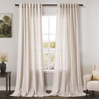 Extra Long Curtain 102 inches Long 2 Panels Set Back Tab Beige Drapes by Nanspring