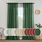 MIULEE Emerald Green Linen Curtains 52x96 Inch Long by MIULEE