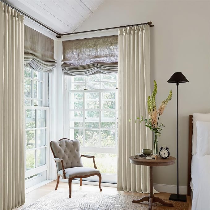 90 Inch Beige Flax Linen Curtains Pinch Pleated 2 Panels Set | Memory Training - Image 8