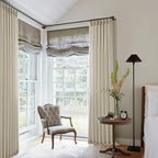Beige Pinch Pleated Linen Curtains 112 Inches Long 2 Panels | Memory Training - Image 6