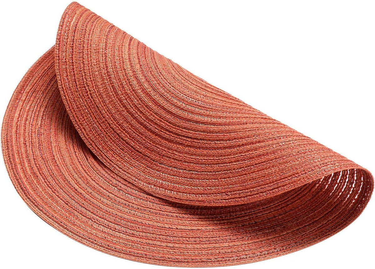 AHHFSMEI Round Braided Placemats Set of 4 Round Table Mats for Dining Tables Natural Woven Heat Resistant Place mats 15 Inch(Orange)