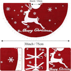 30 Inch Christmas Tree Skirt, Burlap Red Christmas Rustic Tree Skirt with Elk Deer and White Snowflake Printed for Holiday Party Xmas Tree Decoration