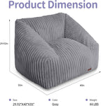HABUTWAY Bean Bag Chair, Giant Bean Bag Chairs for Adults and Kids, Bean Bag Sofa, Lazy Floor Sofa, Faux Fur Beanbag Chair with Armrests for Living Room Bedroom (Grey)