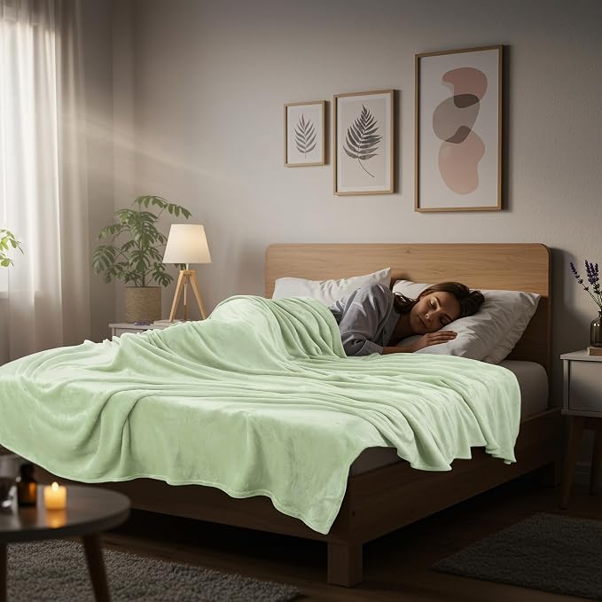 Utopia Bedding Soft Fleece Bed Blanket Twin Size Sage Green | Microfiber Plush - Image 6