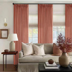Extra Long Terracotta Pleated Linen Curtains 120 Inches Long Firebrick | Light - Image 7