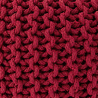 REDEARTH Round Pouf Ottoman - Hand Knitted Cable Boho Poof - Foot Stool Bean Bag - Home Décor Stuffed Footrest for Living Room - Nursery - Bedroom - 100% Cotton Poufs (19.5"x19.5"x14") - Red