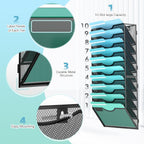 10-Tier Wall File Organizer Hanging Wall File Holder Wall Mount Paper Folder Organize, Mesh Magazine Document Mail Organizer Wall Organizer for Office School Home, Black