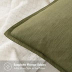 MIULEE Decorative Linen Euro Sham Pillow Covers 24x24 Inch Green | Boho - Image 2