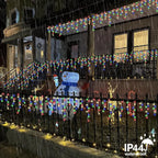 QITONG Multicolor Icicle Christmas Lights Outdoor, 33ft 400 LED Icicle Lights Indoor, Clear Wire Connectable String Lights Plug in with 8 Modes