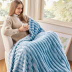 NEWCOSPLAY Fleece Ribbed Cozy Throw Blanket - Image 2
