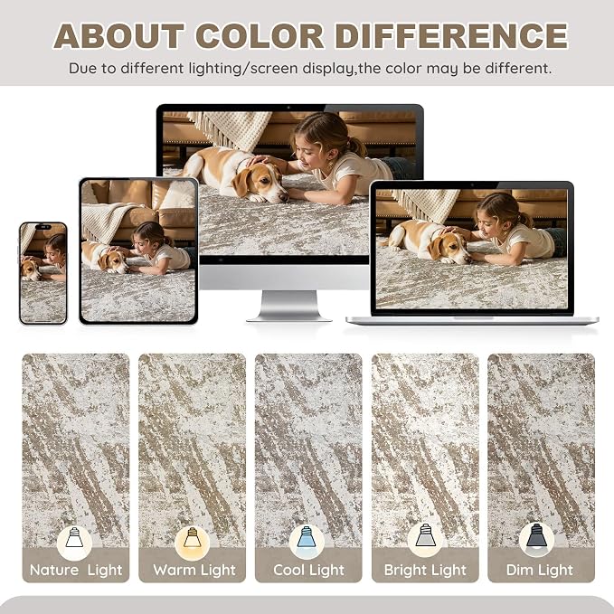 DMOYEST 6x9 Washable Area Rug: Abstract Modern Non-Slip Carpet, Soft Low Pile - Image 8