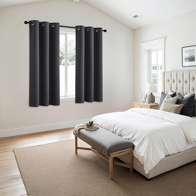 MIULEE Blackout Curtains for Bedroom 2 Panels 40 x 63 Inch Long Dark Grey | - Image 6