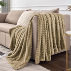 BEDELITE 3D Ribbed Jacquard Brown Fleece Twin Blanket - Image 9