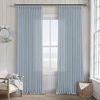 Extra Long Dusty Blue Linen Curtains 120 Inches Long 2 Panels | Coastal Sky Blue by Twodrapes