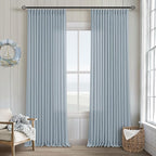 Dusty Blue Linen Pinch Pleated Curtains 108 Inches Long 2 Panels | Semi Sheer - Image 9