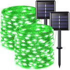 JMEXSUSS 2 Pack Green Halloween Lights, Each 33ft 100 LED Green Solar Lights Outdoor, Waterproof Solar Fairy String Light for Outside Patio Garden Party Tree Christmas Halloween Decorations
