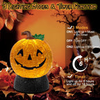 Halloween Snow Globe Lantern Pumpkin Lighted Halloween Snow Globes Battery Operated or USB Powered with 6H Timer Musical Snow Globe Glitter for Spooky Party Home Table Decorations (Pumpkin)
