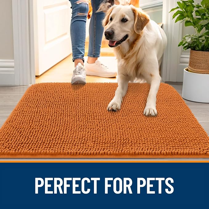 OLANLY Dog Door Mat for Muddy Paws 48x30, Super Absorbent Chenille Mud Mat | - Image 6