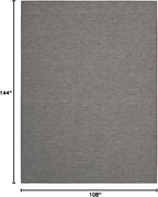 Nourison Positano Indoor-Outdoor Charcoal 9' x 12' Area Rug, Easy Cleaning, Non Shedding, Bed Room, Living Room, Dining Room, Backyard, Deck, Patio (9x12)