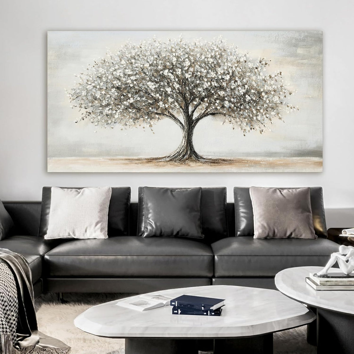 Canvas Wall Art Decor Tree of Life Wall Art Modern Large Black and White Wall Art Prints Canvas Art Decor Large Artwork for Walls Pictures for Living Room Home Office Wall Decor 29"X58"