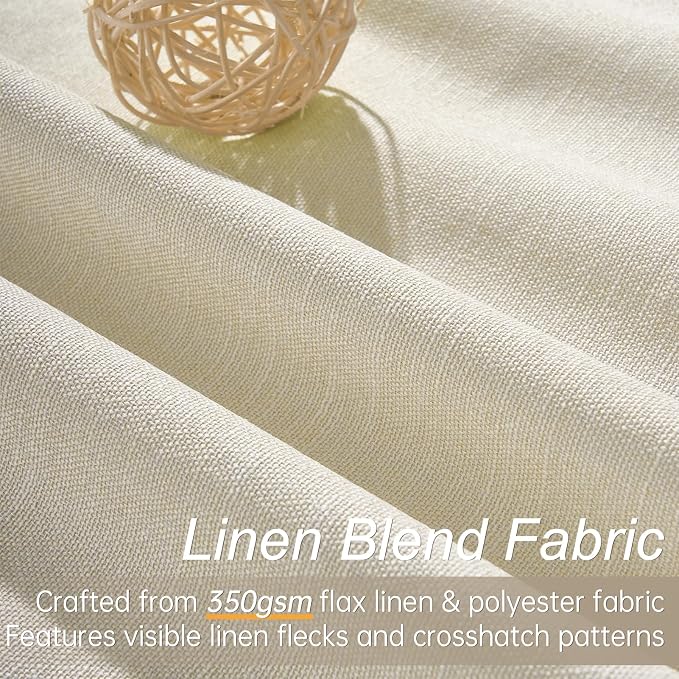 Topfinel Cream Black Out Curtains 96 Inch Long, 100% Blackout Thermal Insulated - Image 3
