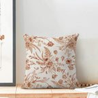 CXMEIFLY Burnt Orange Spring Pillow Covers 18 x 18 Inch Set of 2 for Chinoiserie Flowers Decor Throw Pillows Floral Leaves Seasonal Plant Outdoor Decorative Cushion Cases for Couch Bed Decorations