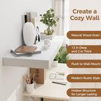 White Floating Shelves 36 Inch Long, 12 Inch Deep Floating Shelves for Wall, 36 x 12 Shelves for Wall Storage & Display, 2" Thick Floating Shelf for Bathroom, Living Room, Bedroom, Set of 1