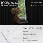 Snow White Pleated Linen 100% Blackout Curtains 84 Inches Long | Pinch Pleat - Image 2